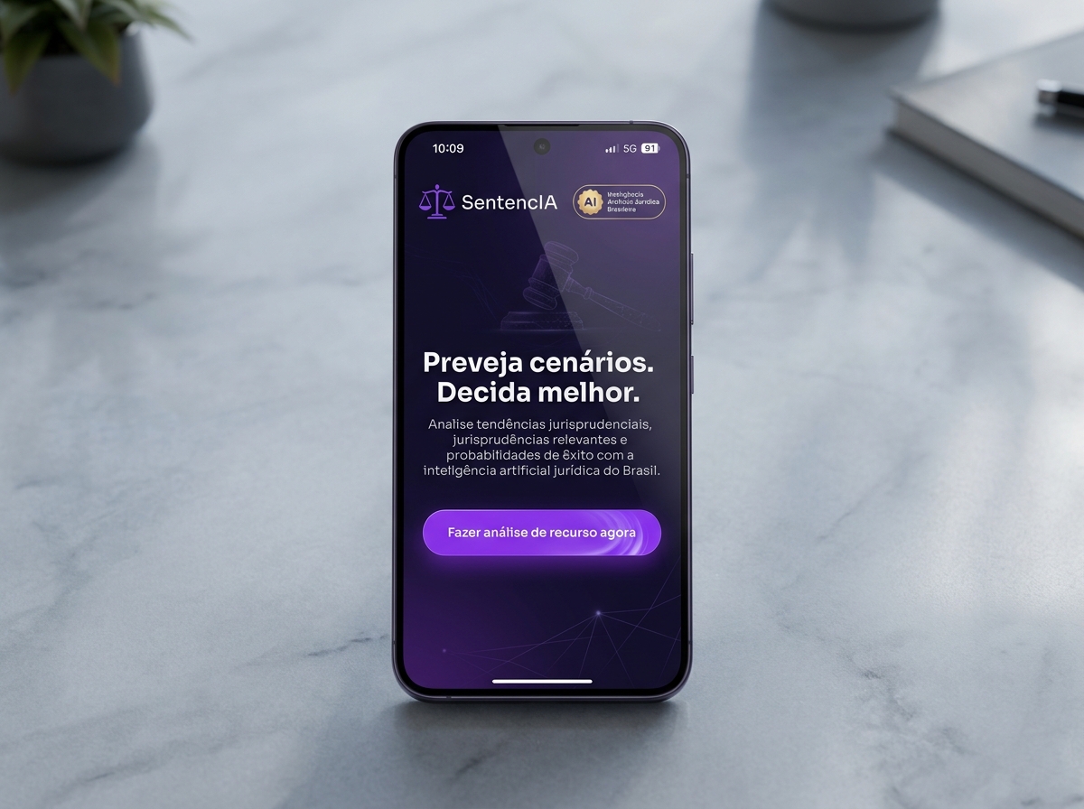 Interface do aplicativo SentencIA - Inteligência Artificial Jurídica Brasileira em smartphone
